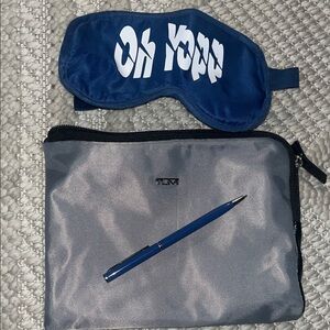 Tumi X Delta Gray Pouch with Blue Accessories